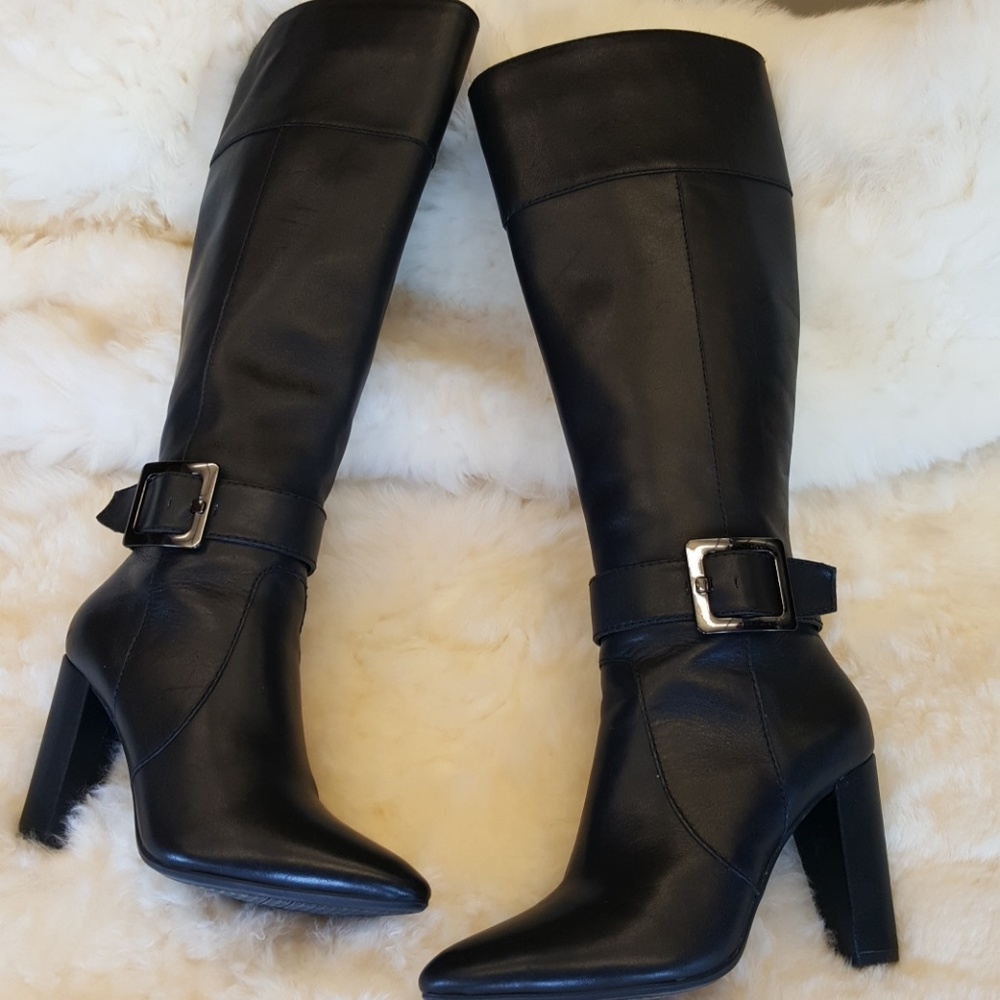 Bandolino Black Riding Boots with Buckle Detail